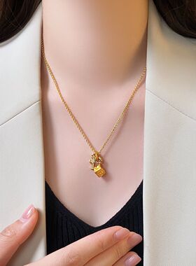 几何方块十字架吊坠项链女高级感轻奢小众毛衣链2025新款饰品