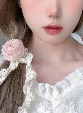 法式玫瑰蕾丝choker颈链少女纯欲风锁骨链欧根纱立体花朵项链配饰