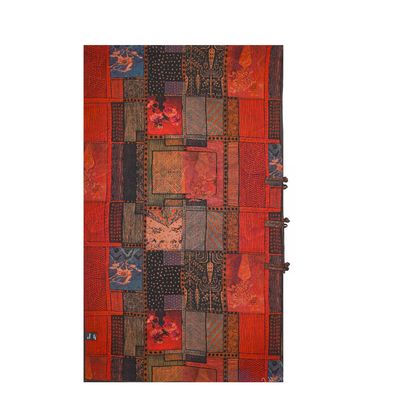 单层盘扣长巾【红焦余歌】50*180香云纱桑蚕丝丝巾气质高级感围巾