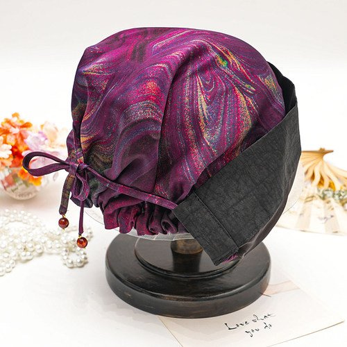 【养生帽】香云纱遮白发桑蚕丝新款包头帽软帽真丝遮阳帽防晒帽子