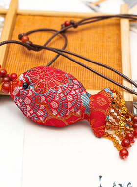 小鱼项链手工桑蚕丝香云纱情侣真丝时尚挂链