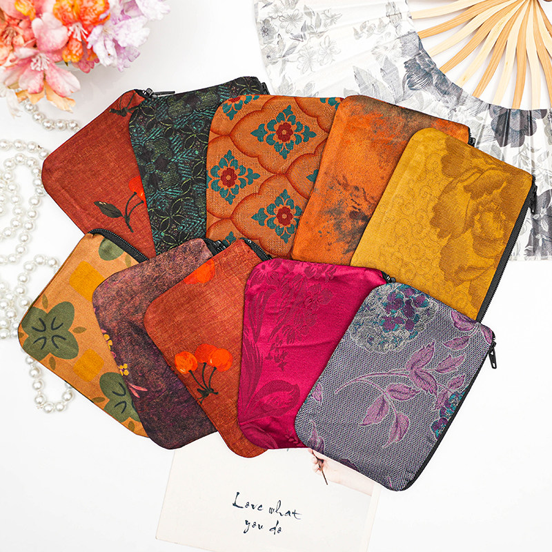 香云纱零钱包真丝桑蚕丝时尚便携钥匙包古风手绘女士复古民族风