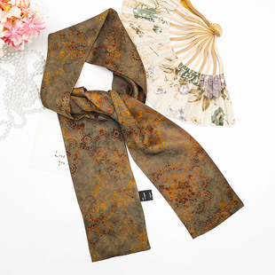 香云纱【曼海蒂色】平角飘带丝巾护颈防晒长条双层桑蚕丝气质百搭