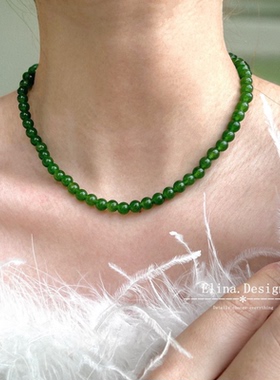 新中式风精品锁骨链绿玉髓