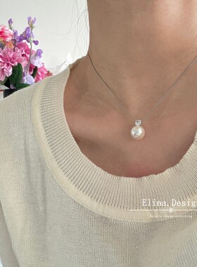 轻奢小众简约风真多麻美拉德施家S925银链戴妃单颗珍珠项链