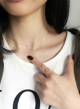 百搭单颗珍珠niki迷你珍珠超细锁骨链项链女925纯银项链日韩简约