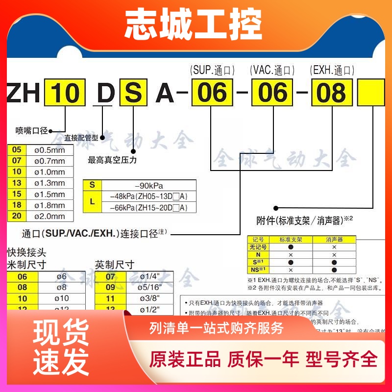 SMC真空发生器ZH05/07/10/13DSA-06-06-06-08-10-01-01-01-02-02N