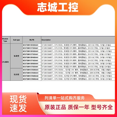 西门子PLC S7-200SMART 6ES72881ST300AA1-ST30 全新原装系列现货