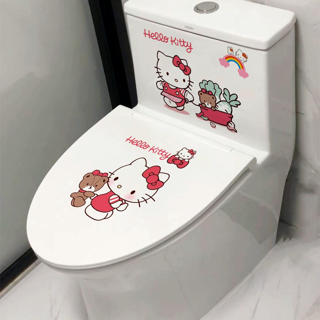 可爱KT猫马桶贴防水自粘