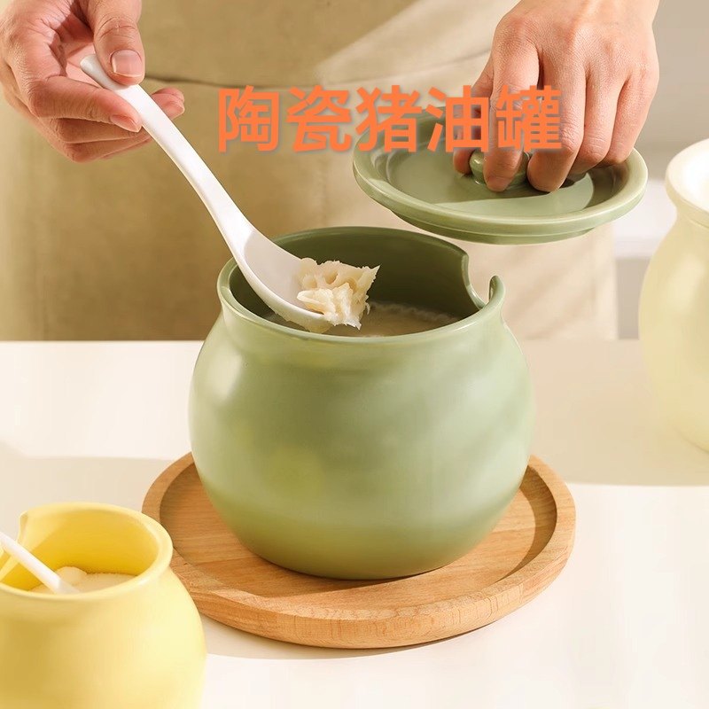 陶瓷猪油罐子家用耐高温带盖装荤油辣椒油专用容器加厚储油坛子,餐饮具,酒店餐具,淘宝优惠券,粉丝福利购,淘宝优惠卷