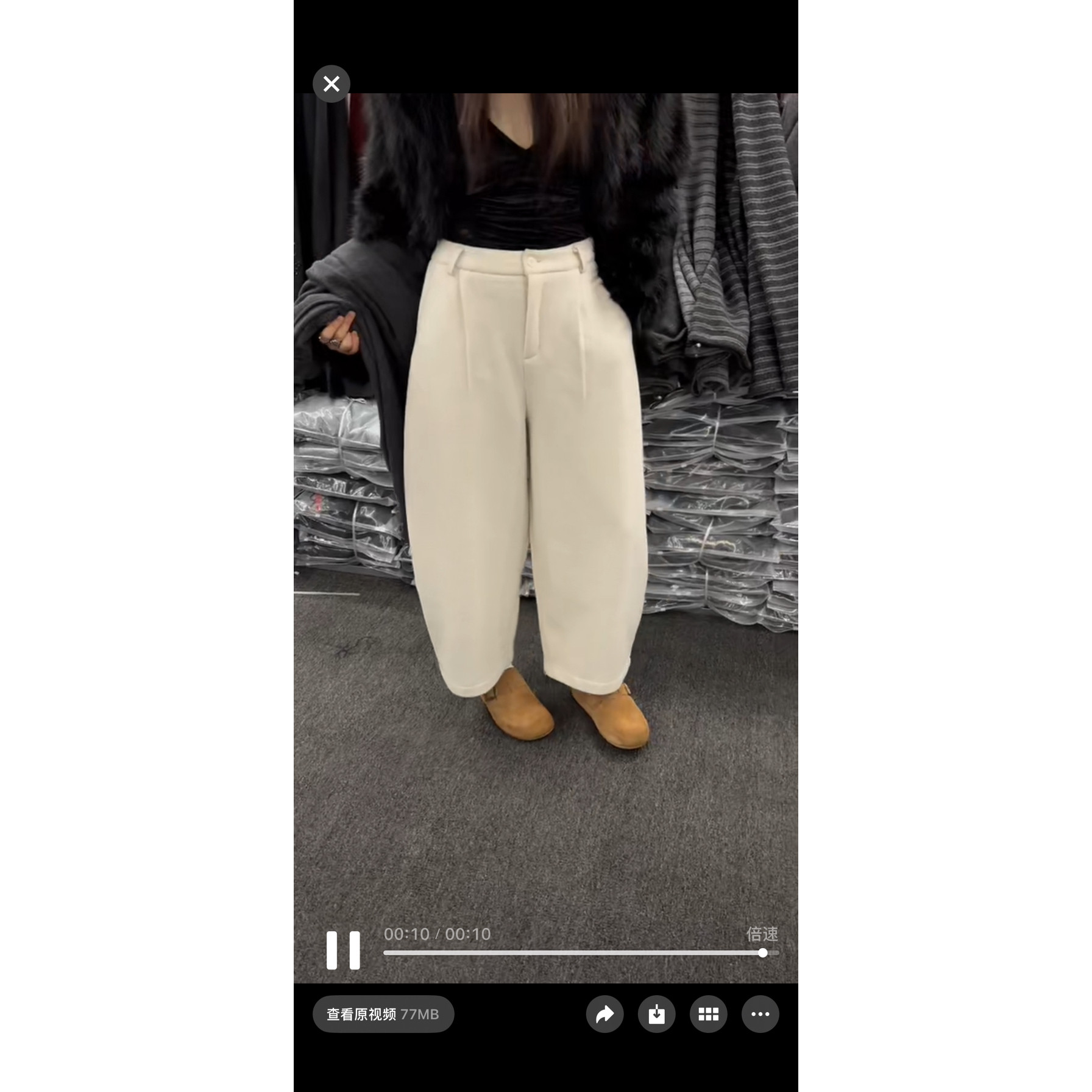 T58123意法大超小越-加绒加厚羊绒裤九分裤奶奶裤