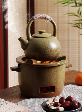 围炉煮茶壶全套家用室内碳火焙烤茶炭炉户外炭火打边炉煮茶罐网红