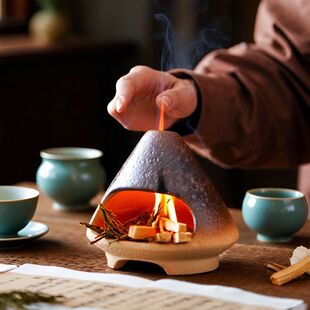 陶瓷香炉雪松鼠尾草熏香秘鲁圣木托燃烧盘燃熏香薰炉氛围感小壁炉