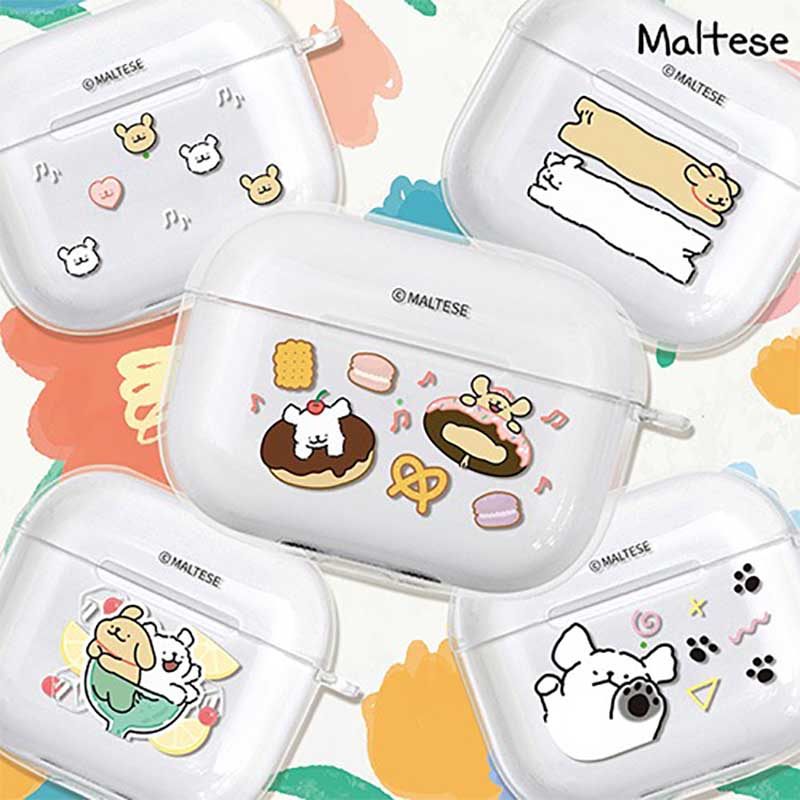 马尔济斯线条小狗甜点耳机硬壳