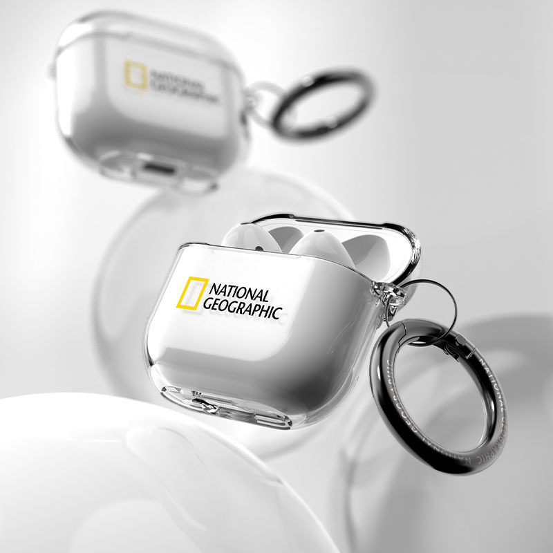 韩国国家地理防摔适用苹果airpods pro2代3代4代耳机套保护壳透明简约蓝牙耳机壳户外露营运动登山