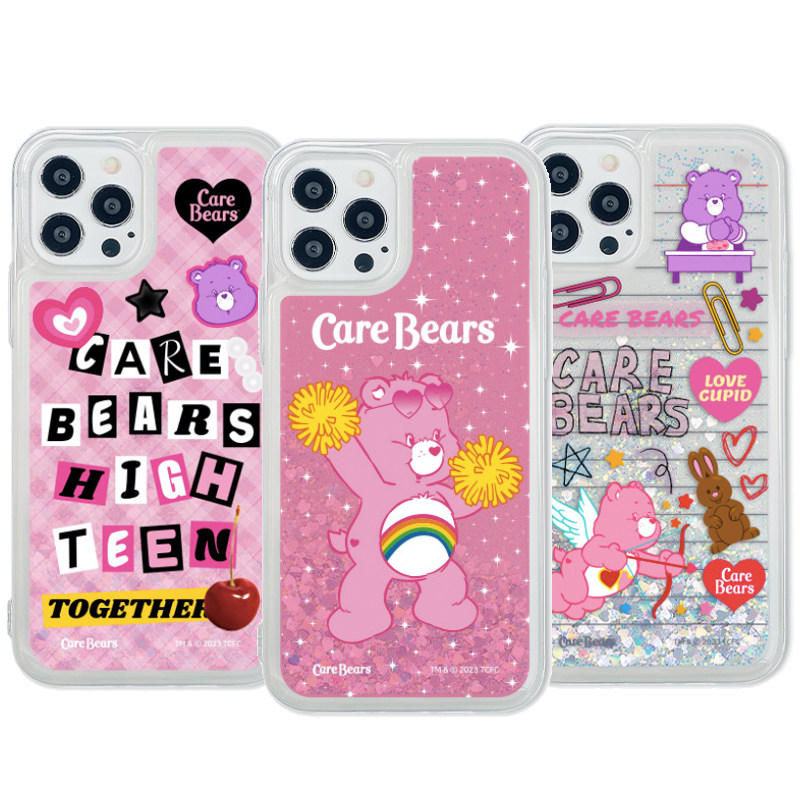 韩国可爱小熊闪闪少女心梦幻正版苹果14iphone15pro max卡通小清新粉红流沙亮片彩虹13pro手机壳保护套