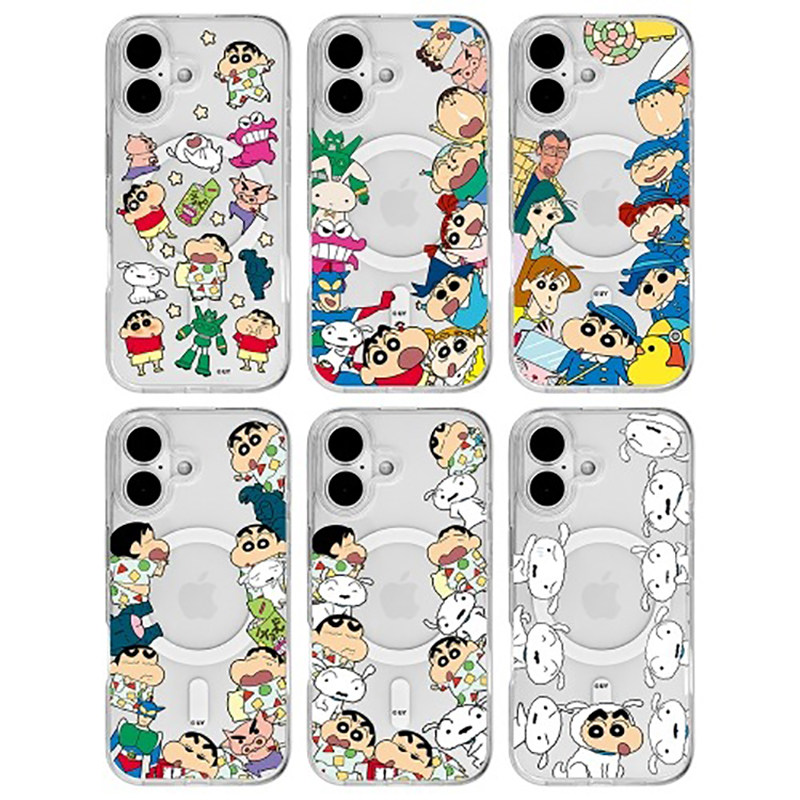 韩国蜡笔小新卡通可爱小白适用苹果iPhone17promax磁吸充电16pro透明防摔15pro手机壳14promax保护套