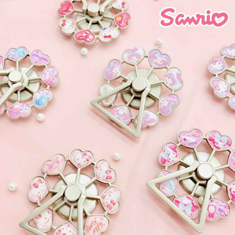 日本凯蒂猫双子星美乐蒂授权少女摩天轮旋转手机支架指环扣通用