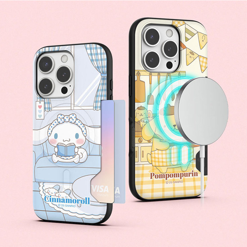 三丽鸥凯蒂猫库洛米家居插画卡通适用苹果iphone17promax可插卡magsafe三星s25磁吸充电15pro手机壳16pro硬壳