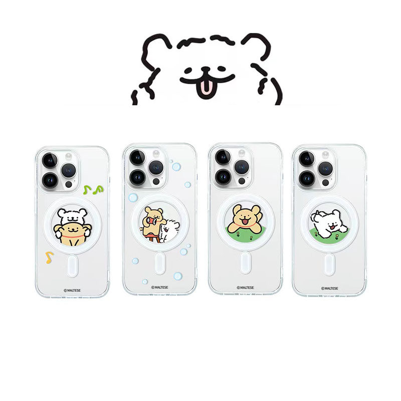 马尔济斯可爱线条小狗透明磁吸壳