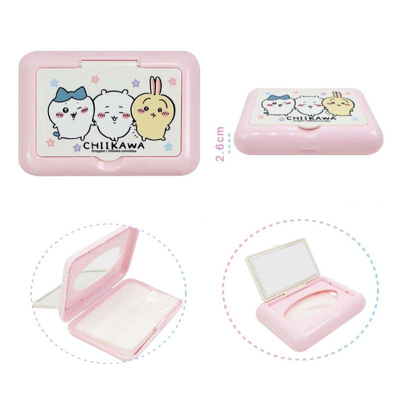 日本吉伊卡哇chiikawa小八乌萨奇可爱随身小湿纸巾面纸附镜收纳盒,收纳整理,纸巾盒,淘宝优惠券,粉丝福利购,淘宝优惠卷