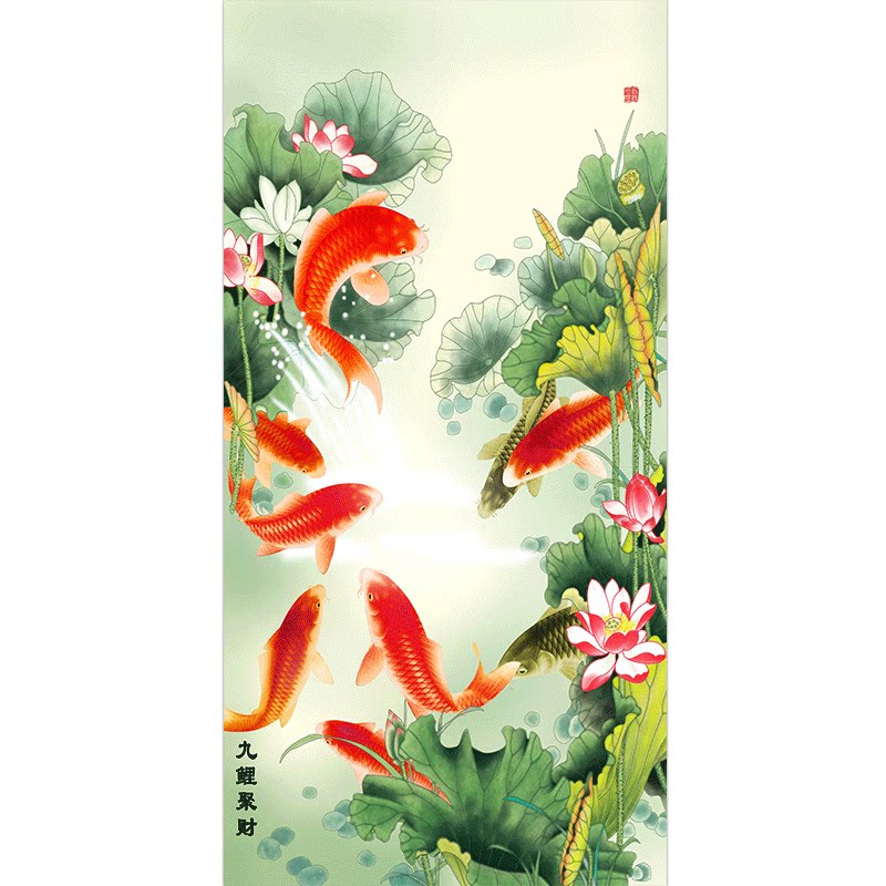 如鱼得水九鱼招财图年年