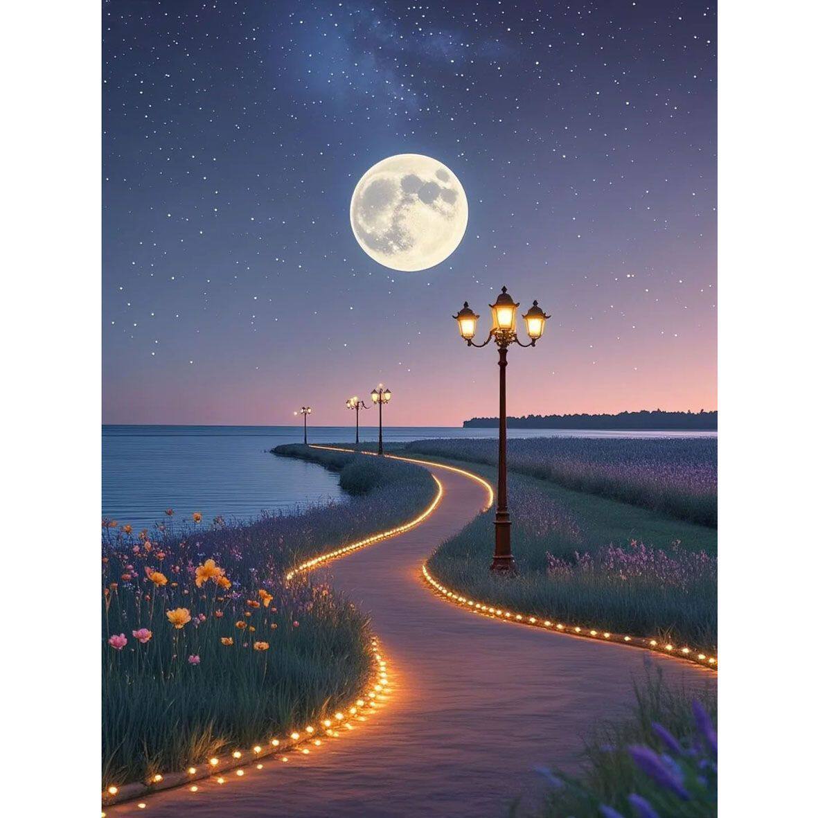 治愈系夜晚星星点点山水