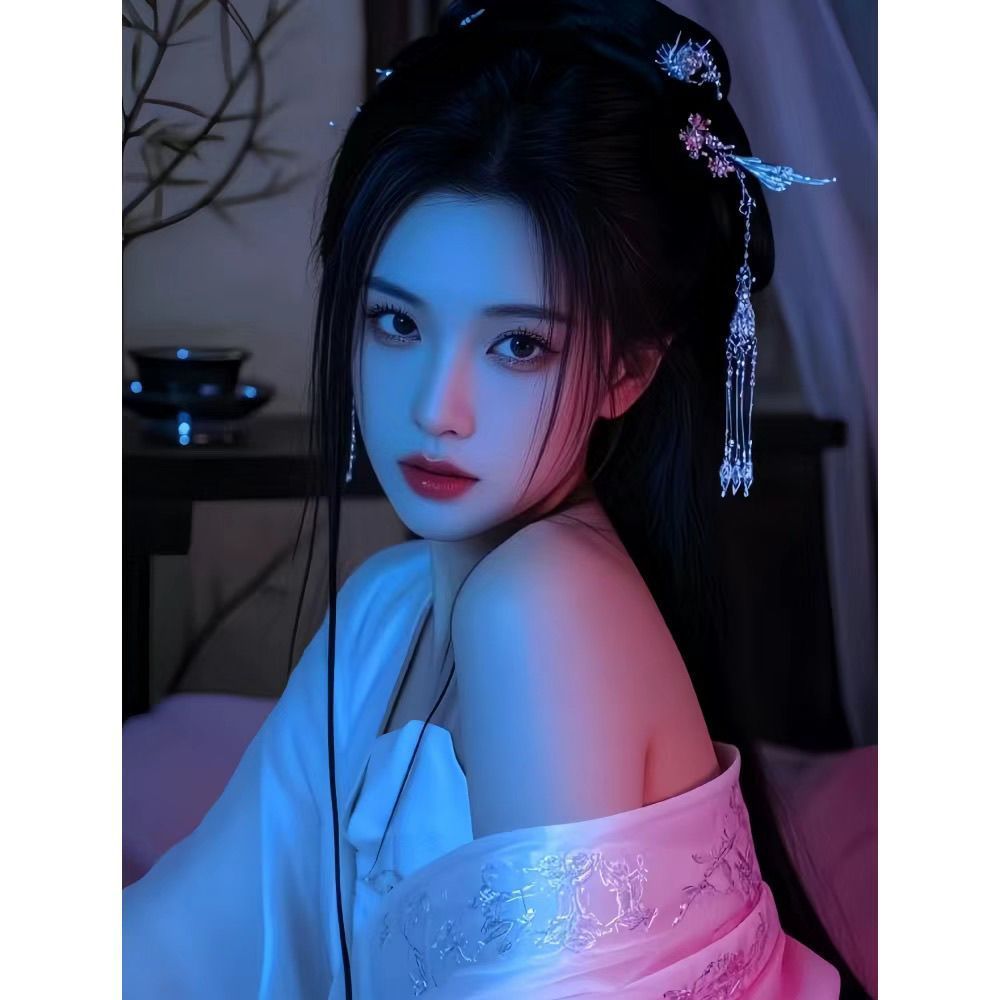 夜间美女出租屋贴纸画客