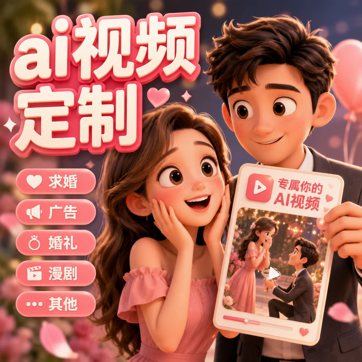 AI视频代做婚礼求婚主图短视频图片