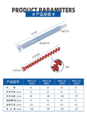 动态圆口混合管 搅拌管 RM12-16 RM12-26 RM17-26节AB点胶阀配件