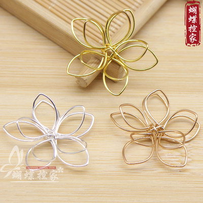 Diy和风发饰材料手工古风宫廷发簪步摇发钗配件36mm双层5瓣绕线花 虎窝淘