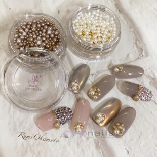 现货日本NAIL PARFAIT珍珠 金属小珠多尺寸混合装 ins风球形饰品