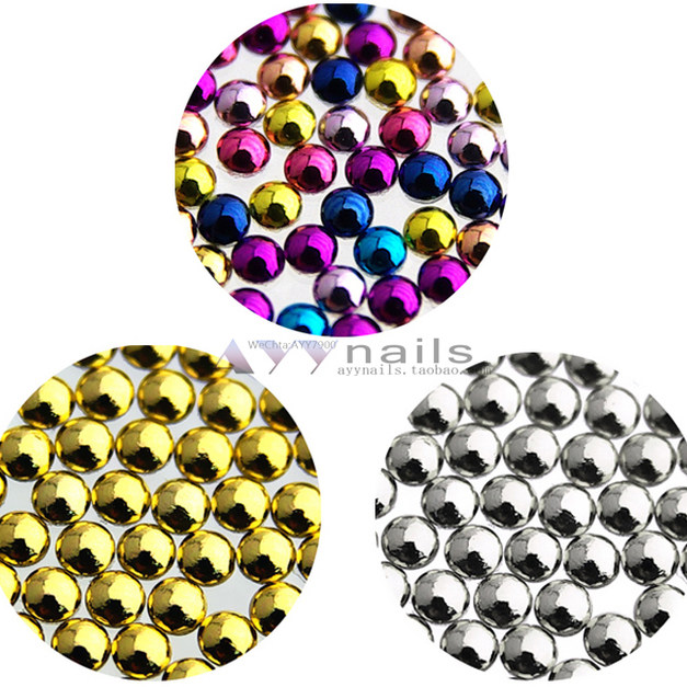 现货日本SARURU美甲饰品金属铆钉圆形彩色金色银色小豆豆平底