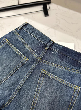 DY4496-春夏新款经典长绒棉复古高腰毛边做旧水洗宽松牛仔裤