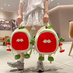 可爱西瓜书包女高颜值设计感儿童双肩包少女心轻便出游通勤小背包