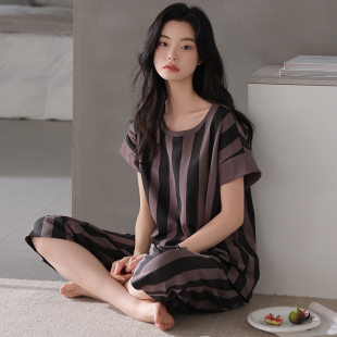 睡衣女夏季 七分裤 2025年新款 短袖 纯棉薄款 可外传高级感家居服套装