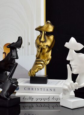 欧式沉默是金抽象雕像树脂工艺品摆件客厅办公室桌面饰品创意礼品