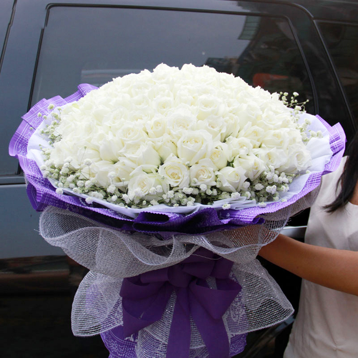 岳阳株洲湘潭衡阳张家口同城订花鲜花速递圣诞节生日礼物99白玫瑰