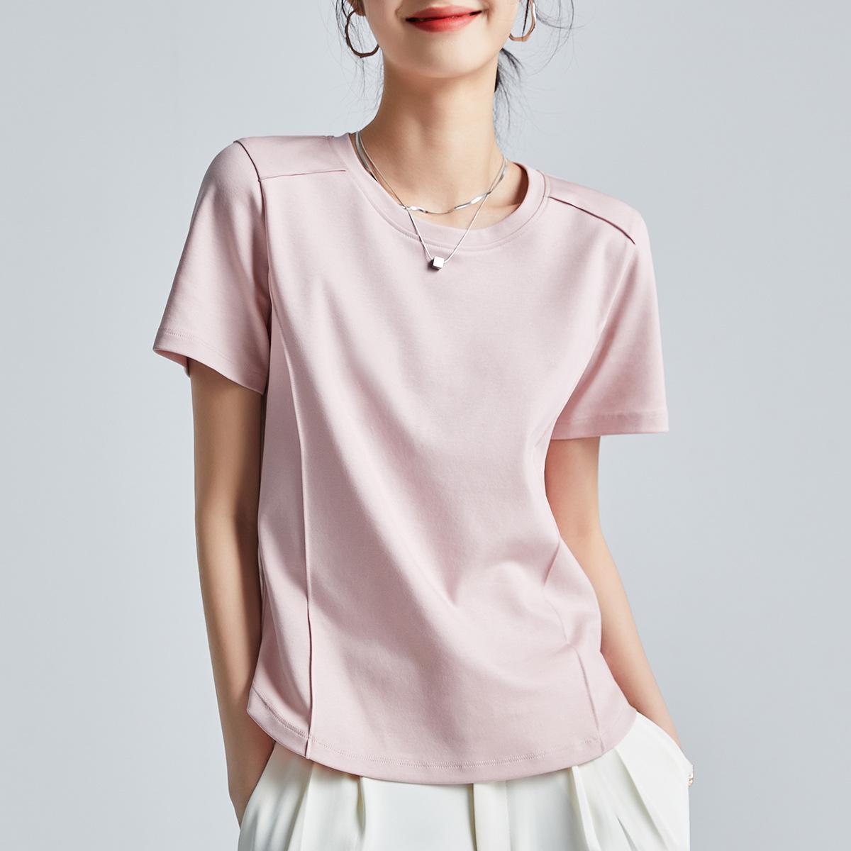 液氨80支丝光棉纯棉v领