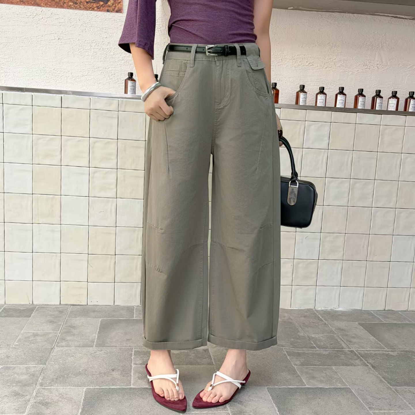 2026夏季新款jeans阿凡牛A5669宽松显瘦九分女牛仔老爹阔腿弯刀裤
