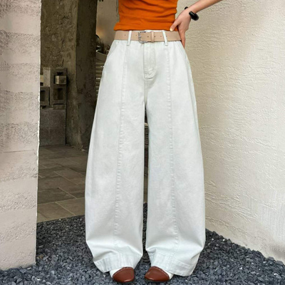 春宽松显瘦百搭女牛仔阔腿弯刀裤