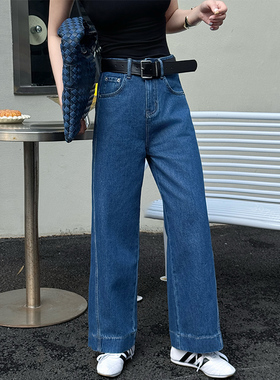 2025夏季新款jeans阿凡牛A3978蓝色窄版显瘦九分女牛仔直筒阔腿裤