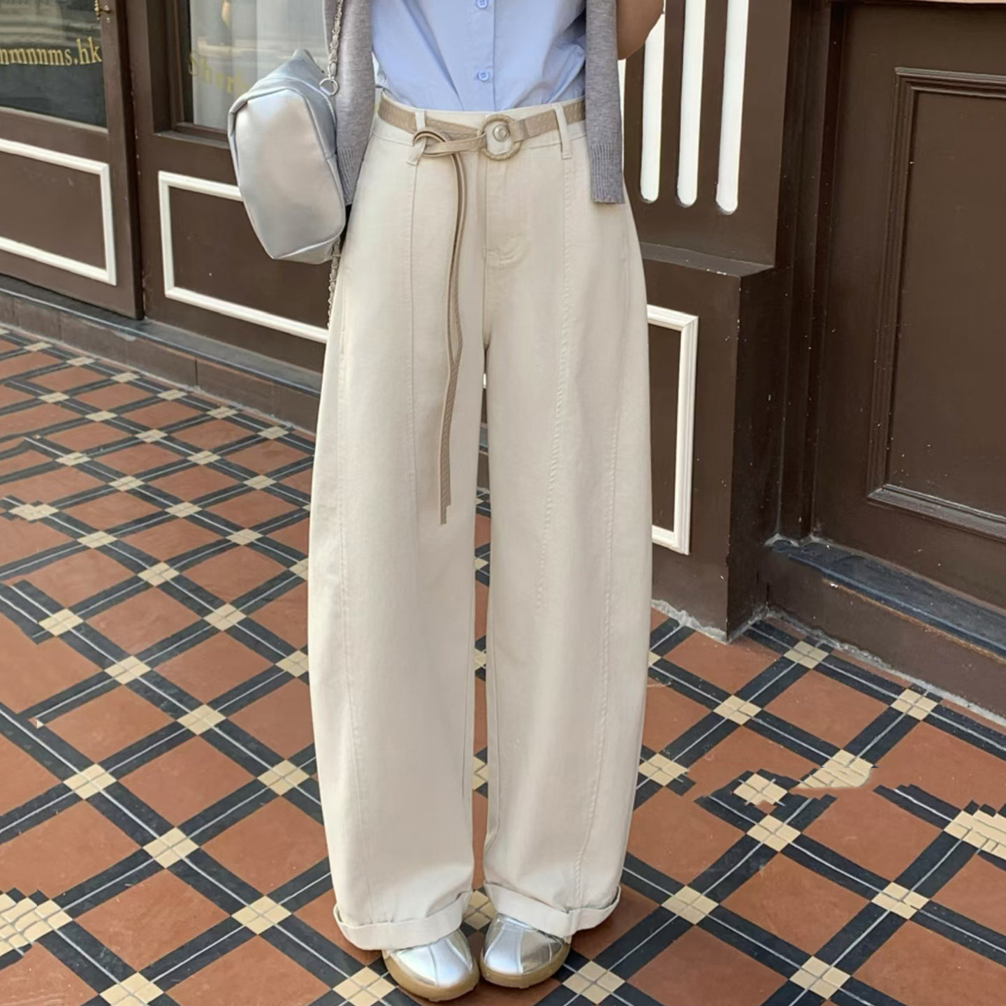 2026春季新款Jeans阿凡牛A5535宽松弹力显瘦老爹女牛仔弯刀阔腿裤