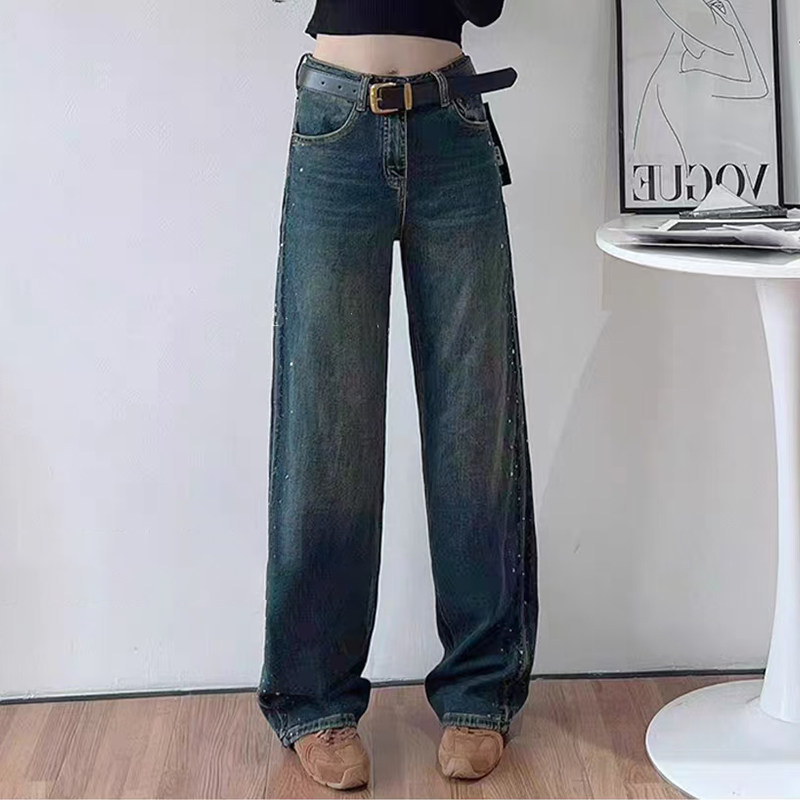 2024秋款Jeans阿凡牛A3544时尚重工烫钻宽松显瘦女牛仔直筒阔腿裤,女装/女士精品,牛仔裤,淘宝优惠券,粉丝福利购,淘宝优惠卷