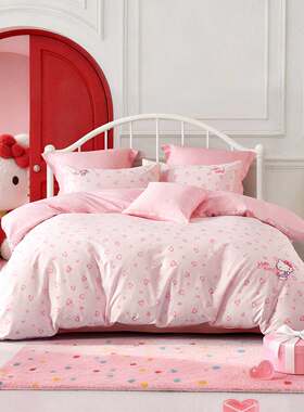 水星家纺全棉HelloKitty四件套