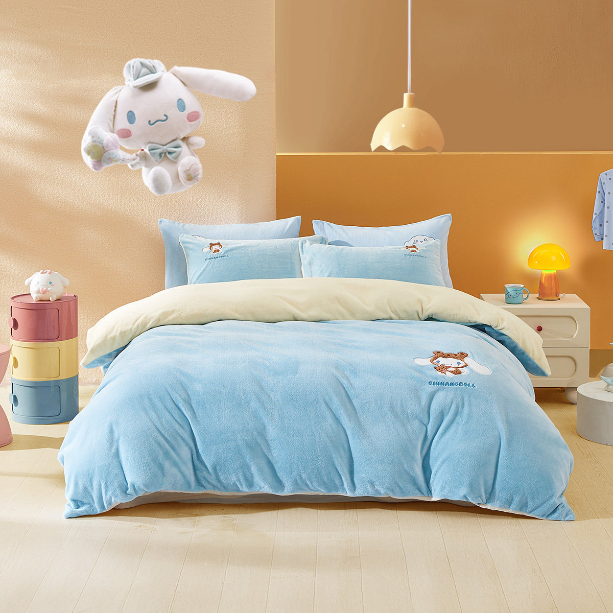 水星家纺小熊大耳狗暖绒套件抗静电牛奶绒儿童三四件套母婴A床品,床上用品,床品套件/四件套/多件套,淘宝优惠券,粉丝福利购,淘宝优惠卷