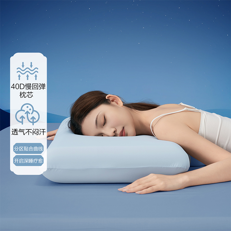 水星家纺出品百丽丝升级凉感深睡40D慢回弹记忆枕芯送礼礼盒装