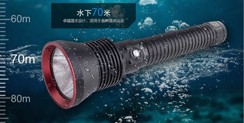 正品三代P70.3专业潜水强光手电筒进口XHP70灯珠远射黄白光打鱼镖