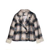 孤品样衣格子毛呢外套女