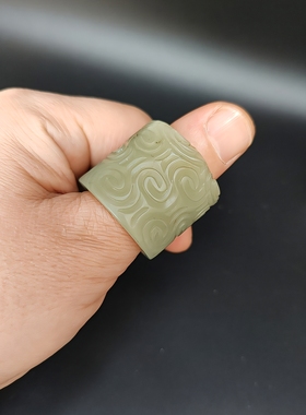 古玩古董古玉老玉收藏和田玉云纹扳指把件文玩饰品